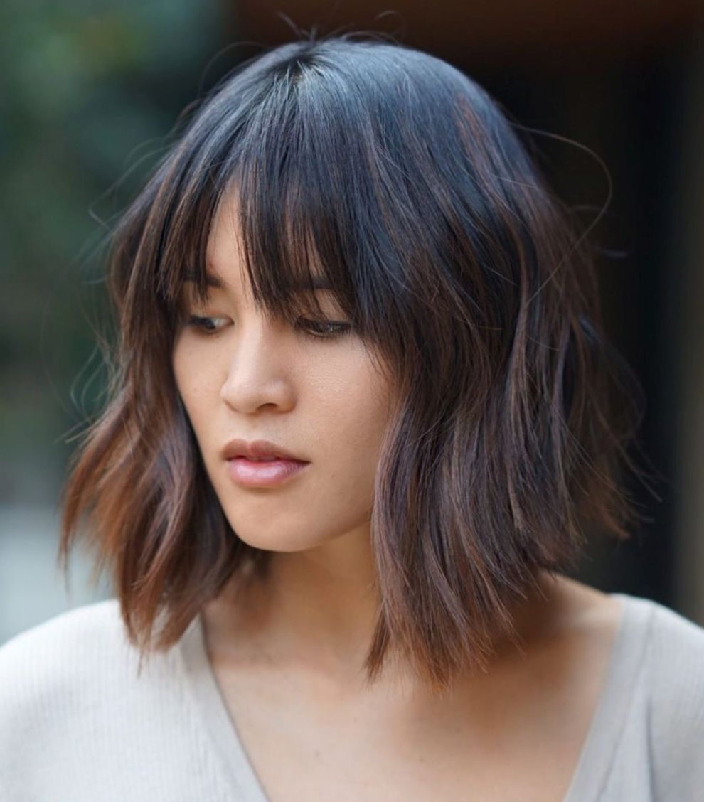 Choppy Bob with a Long Bang