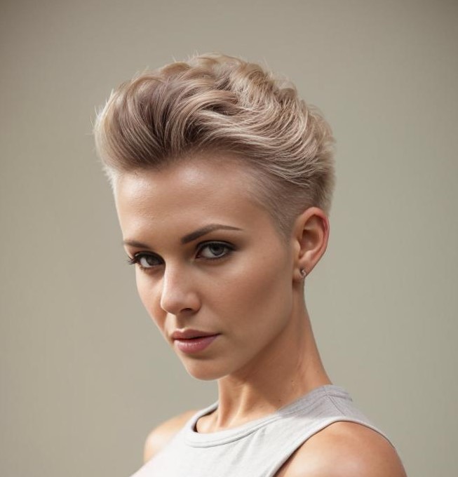 Blonde Pixie with Shaved Sides and Styled Top
