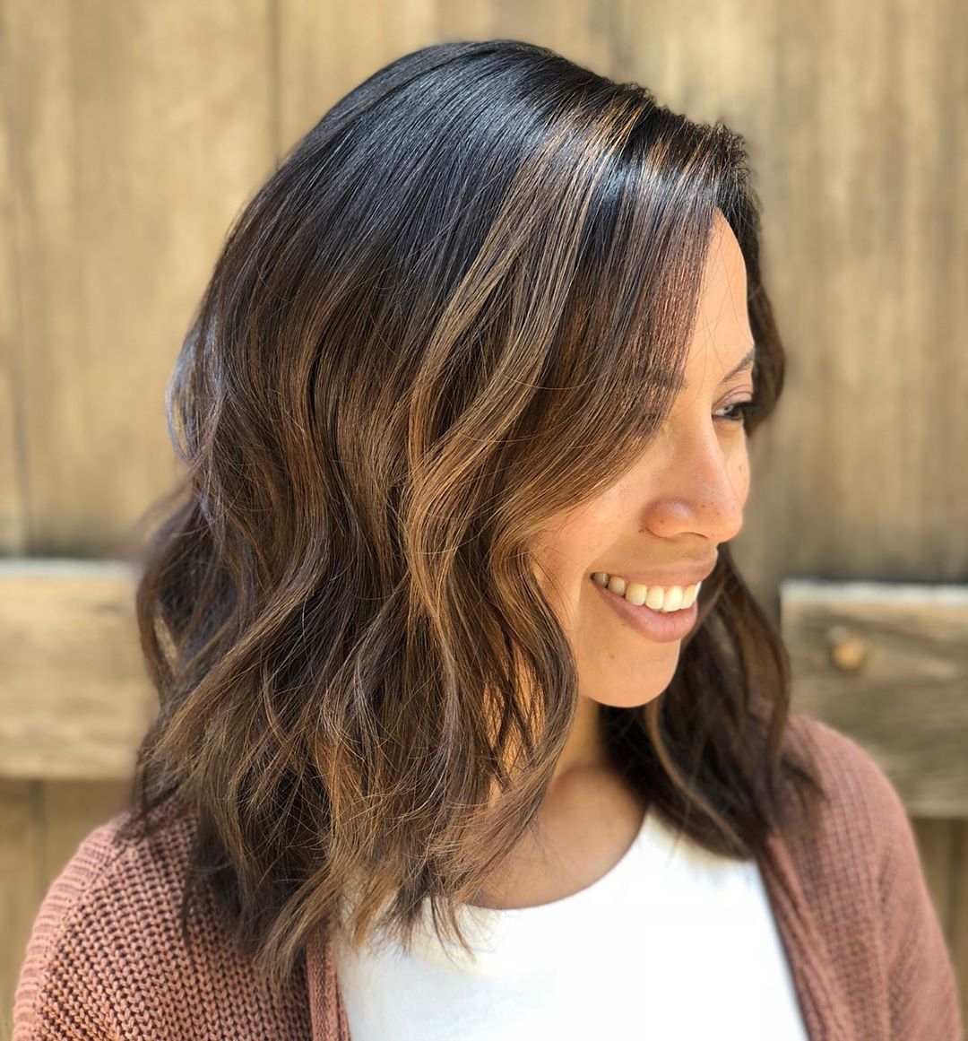 Brunette Haircut with Caramel Highlights