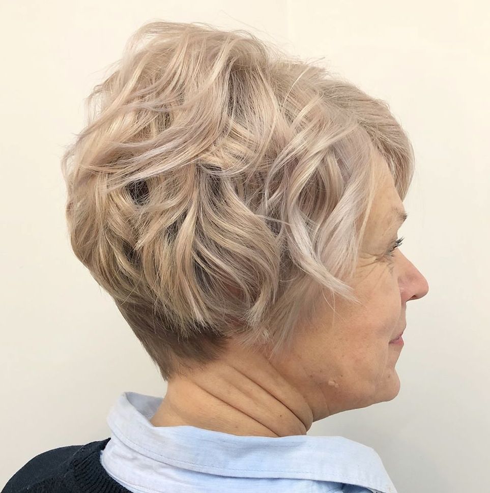 Over 50 Permed Ash Blonde Pixie